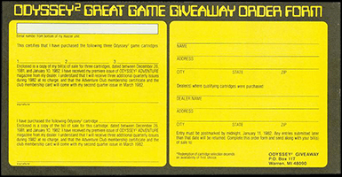 Great Game Giveaway Form, Back Panel, Front Side